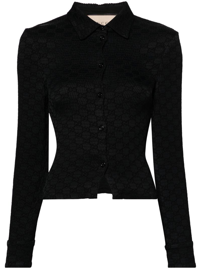 Black Jacquard Crinkled Shirt