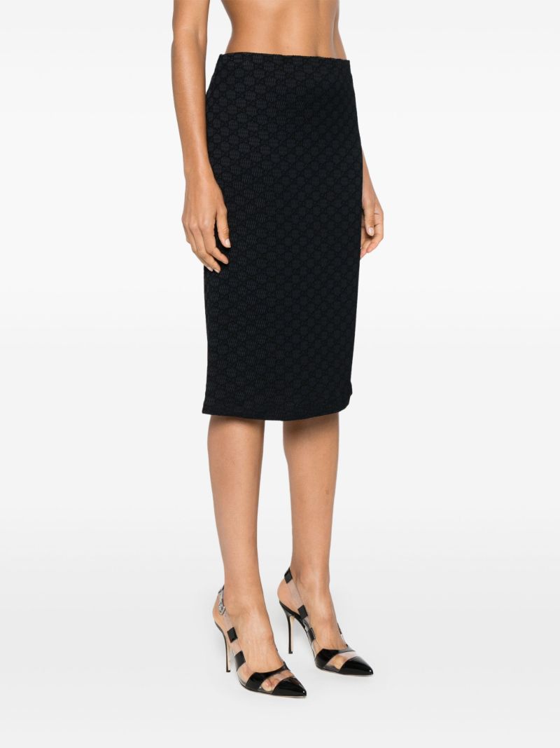 Black Gg Crinkle Midi Skirt