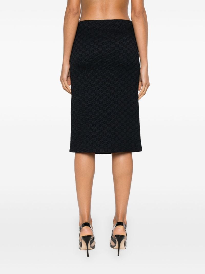 Black Gg Crinkle Midi Skirt