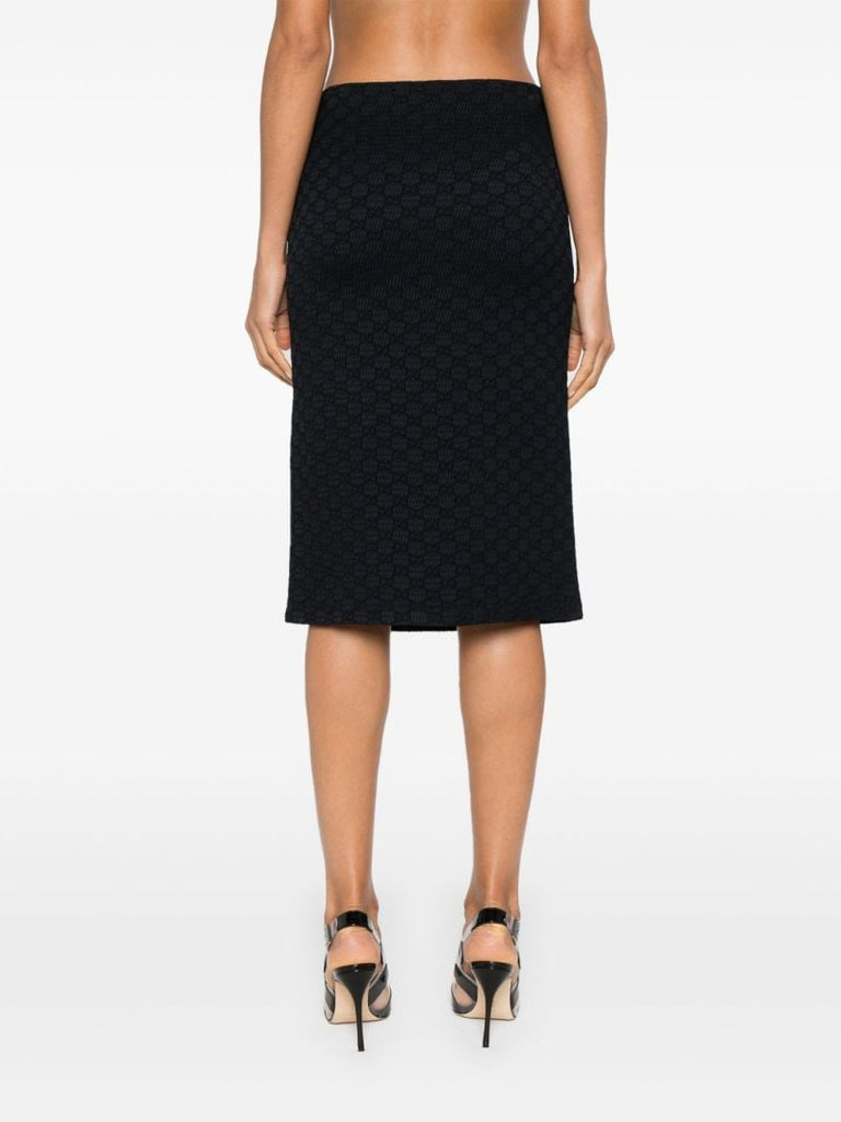 Black Gg Crinkle Midi Skirt