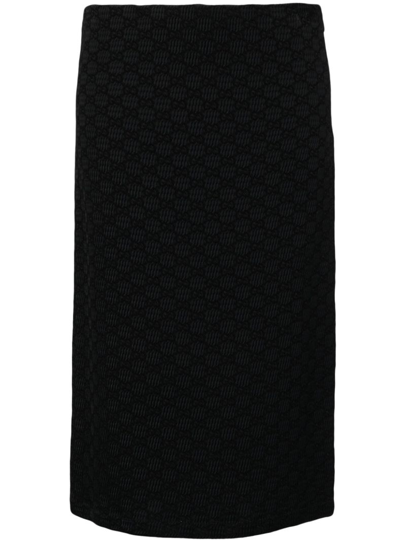 Black Gg Crinkle Midi Skirt