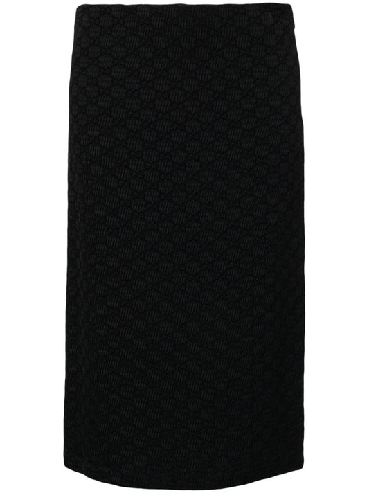 Black Gg Crinkle Midi Skirt