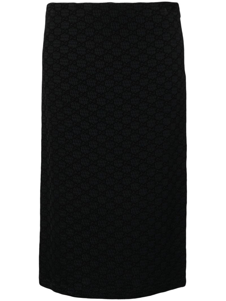 Black Gg Crinkle Midi Skirt