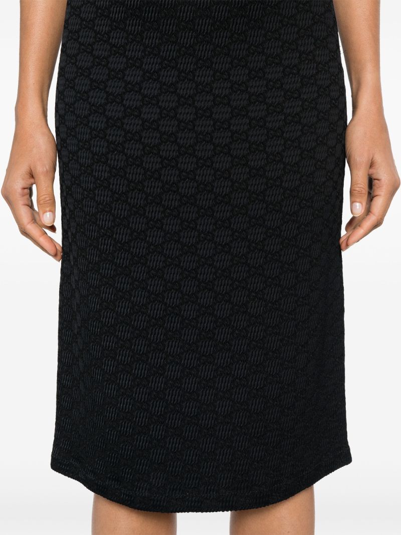 Black Gg Crinkle Midi Skirt