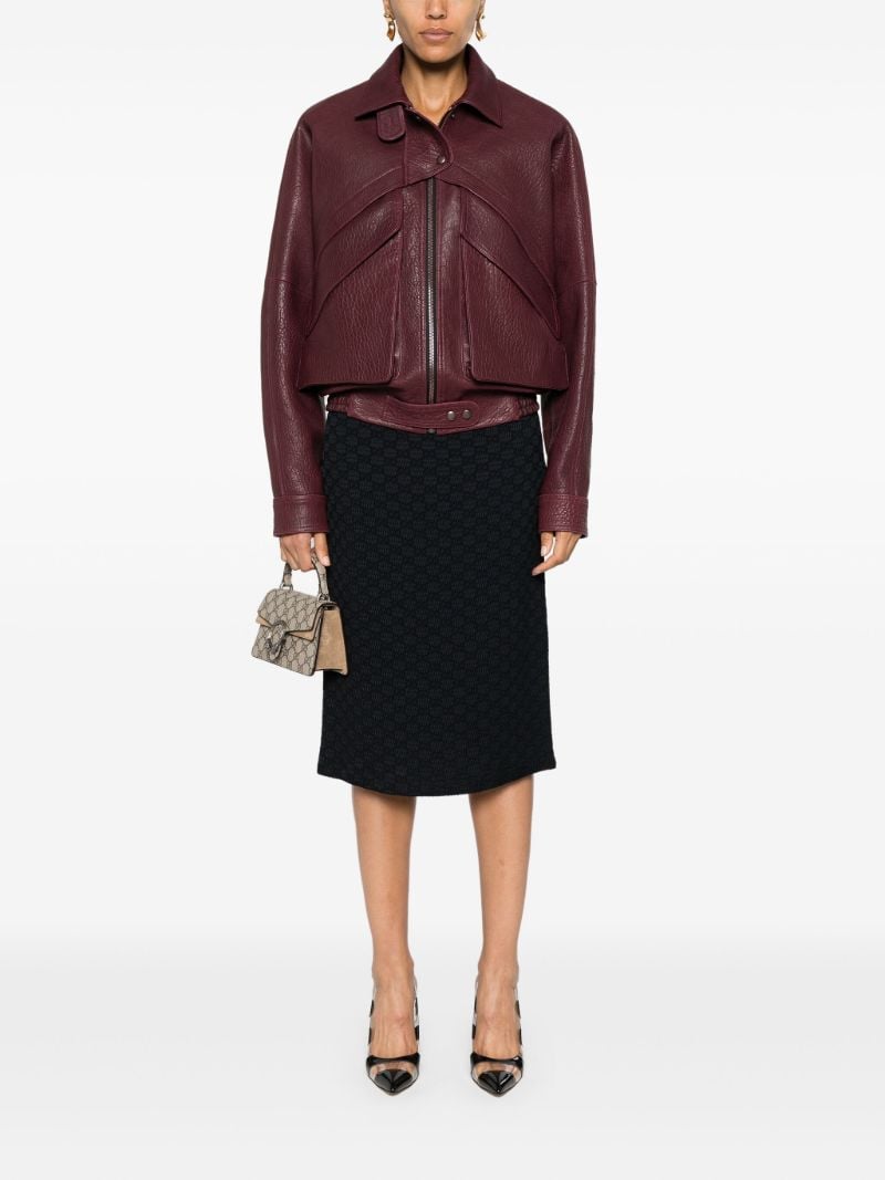 Black Gg Crinkle Midi Skirt