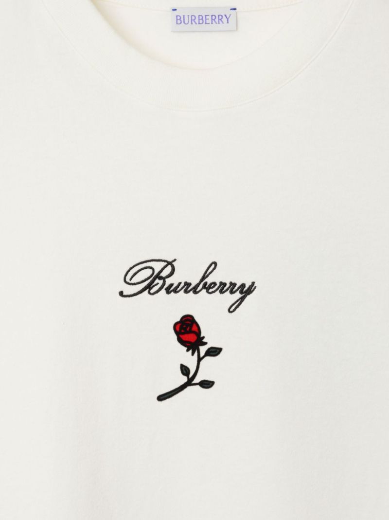 White Rose Flocked Cotton T-shirt
