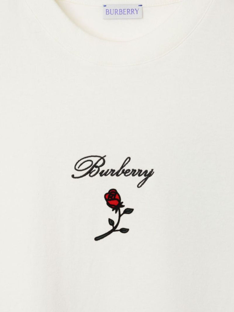 White Rose Flocked Cotton T-shirt
