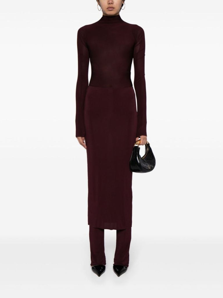 Red Mock-neck Long-sleeve Bodysuit