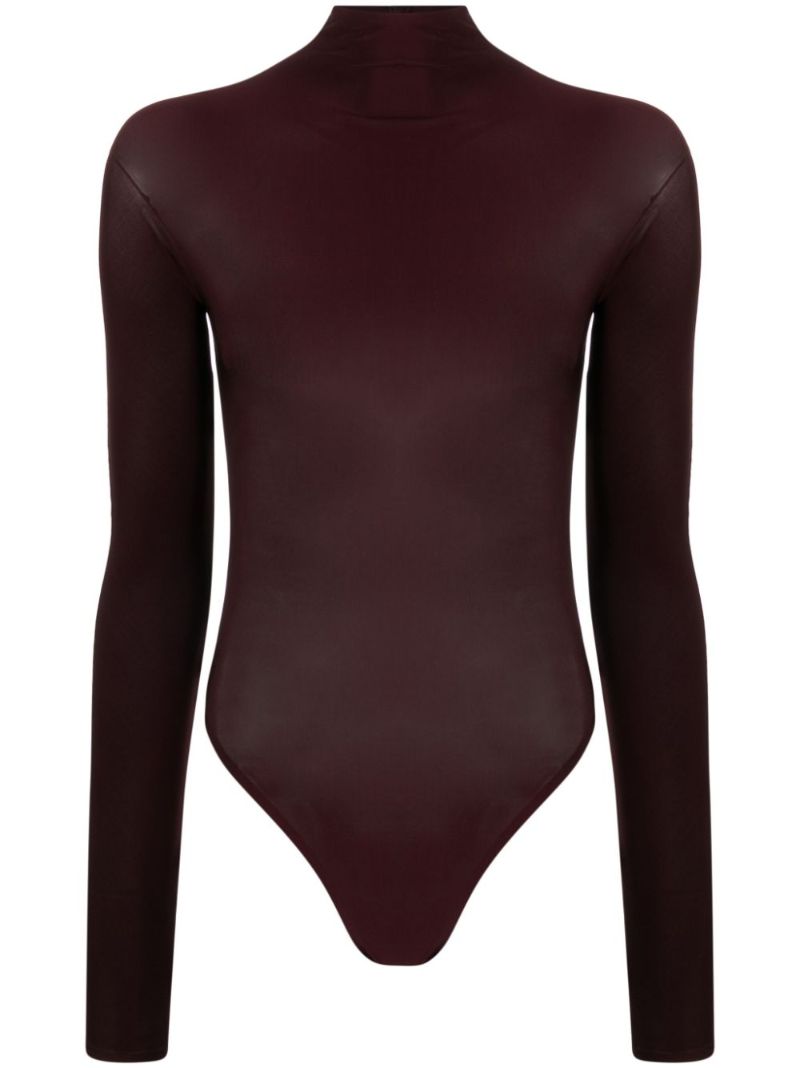 Red Mock-neck Long-sleeve Bodysuit