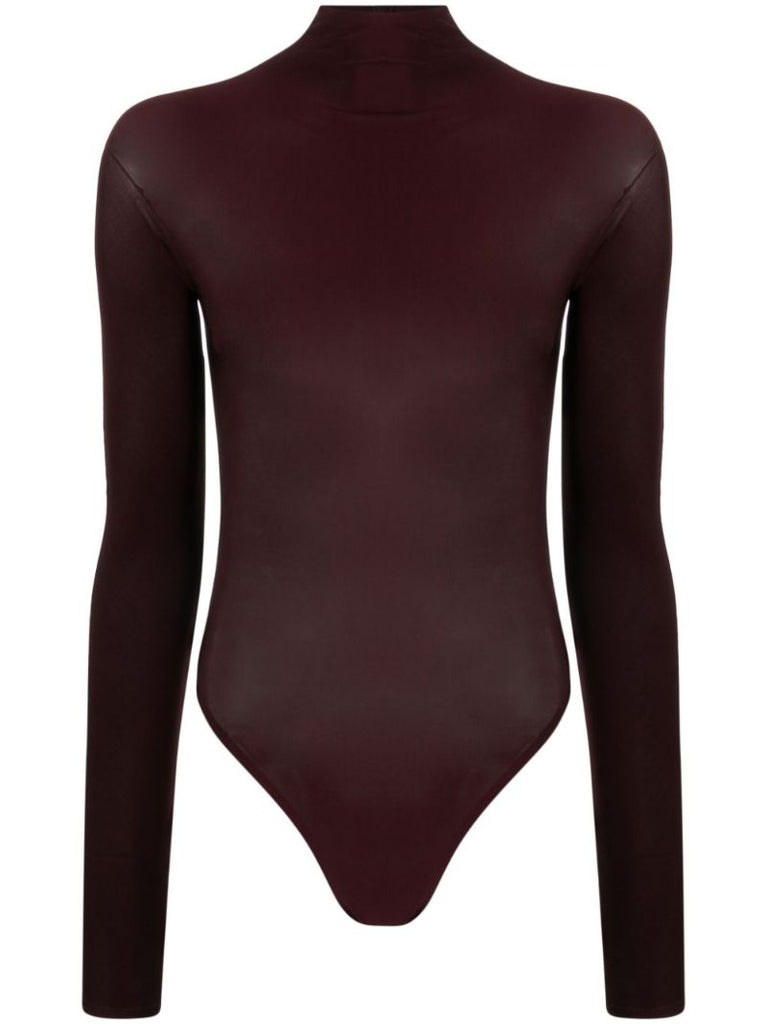 Red Mock-neck Long-sleeve Bodysuit