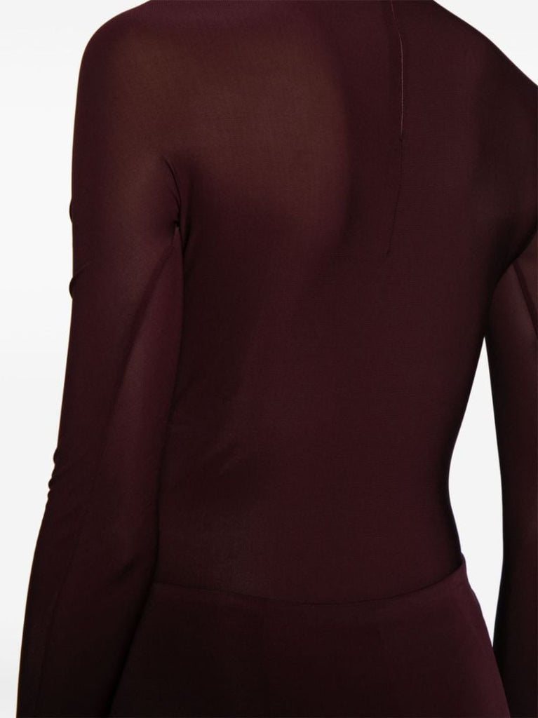Red Mock-neck Long-sleeve Bodysuit