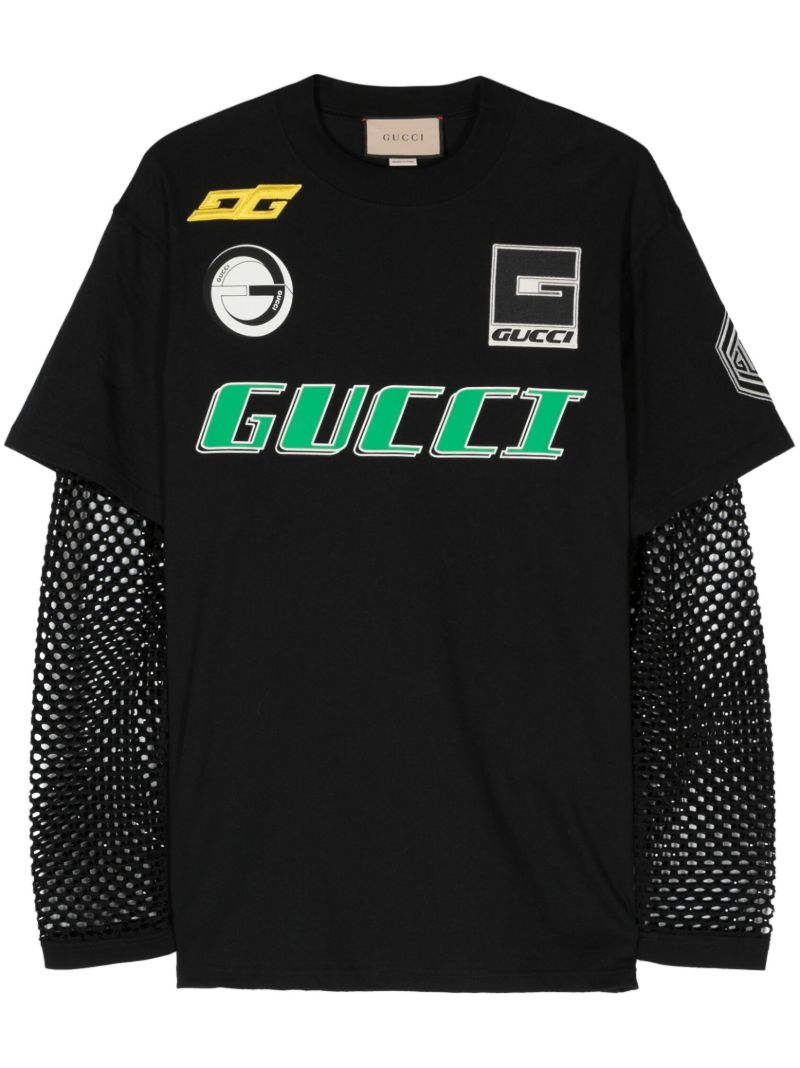 Black Layered Cotton T-shirt