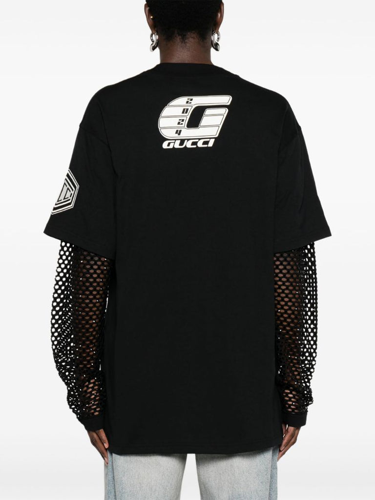Black Layered Cotton T-shirt