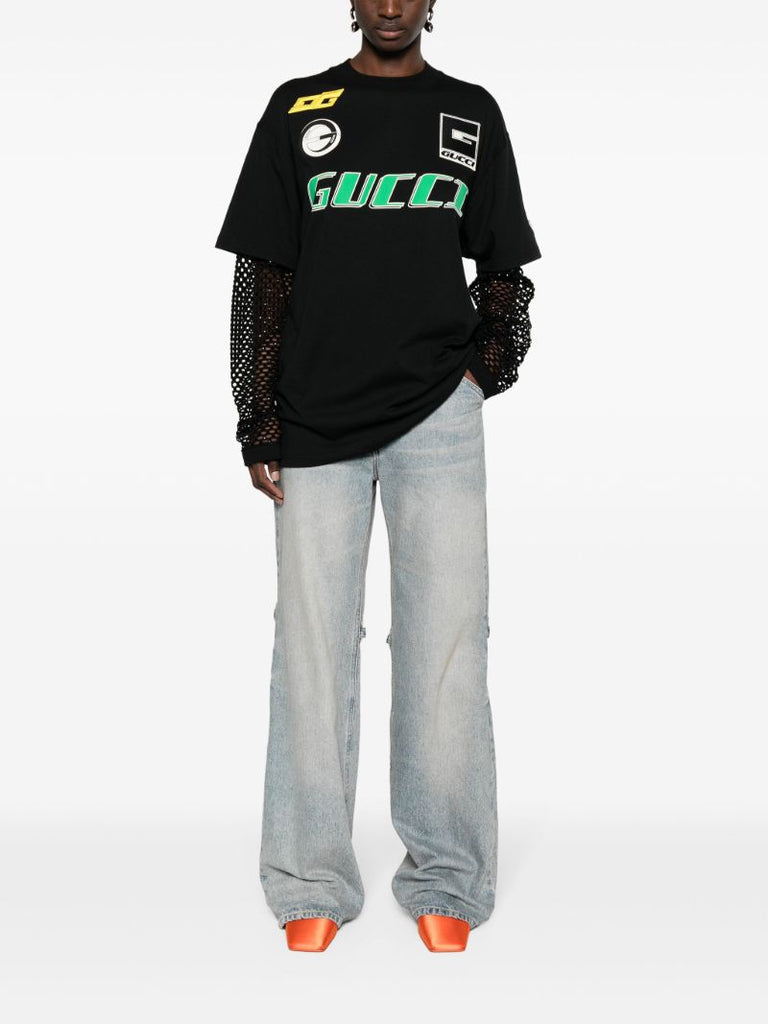 Black Layered Cotton T-shirt
