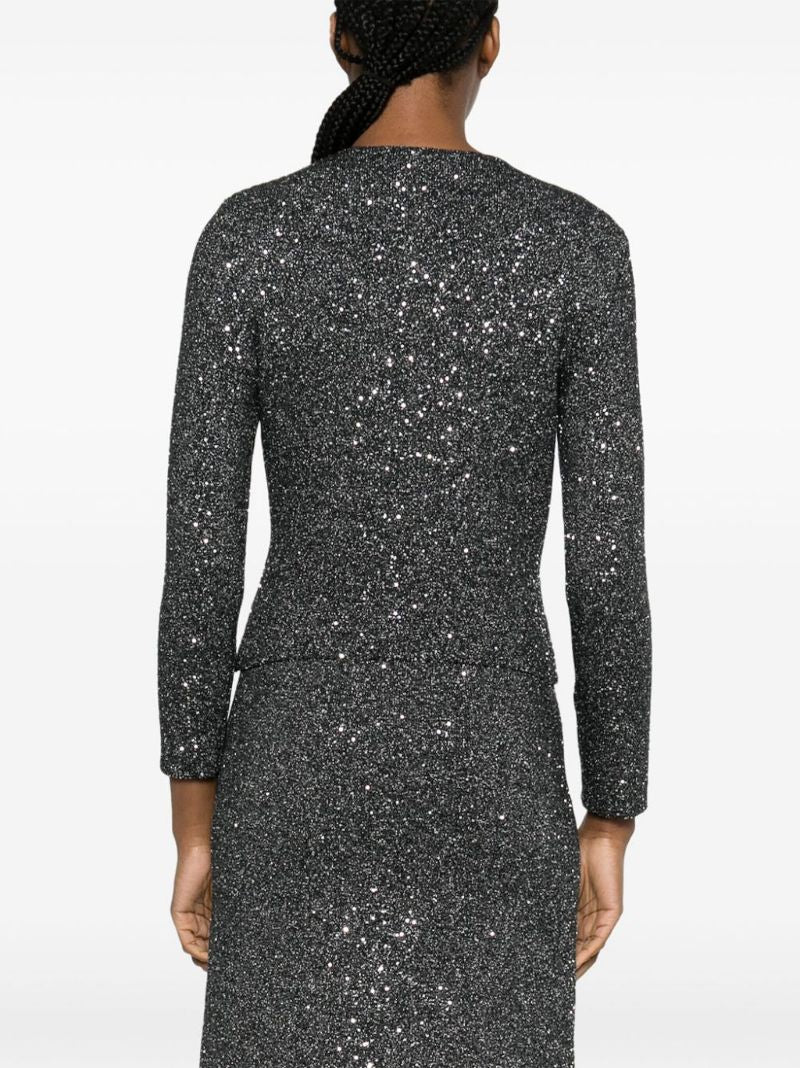 Grey Sequin Knit Cardigan