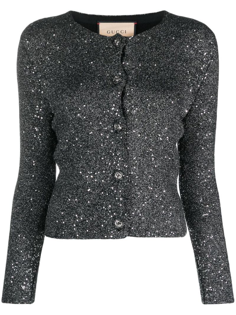 Grey Sequin Knit Cardigan