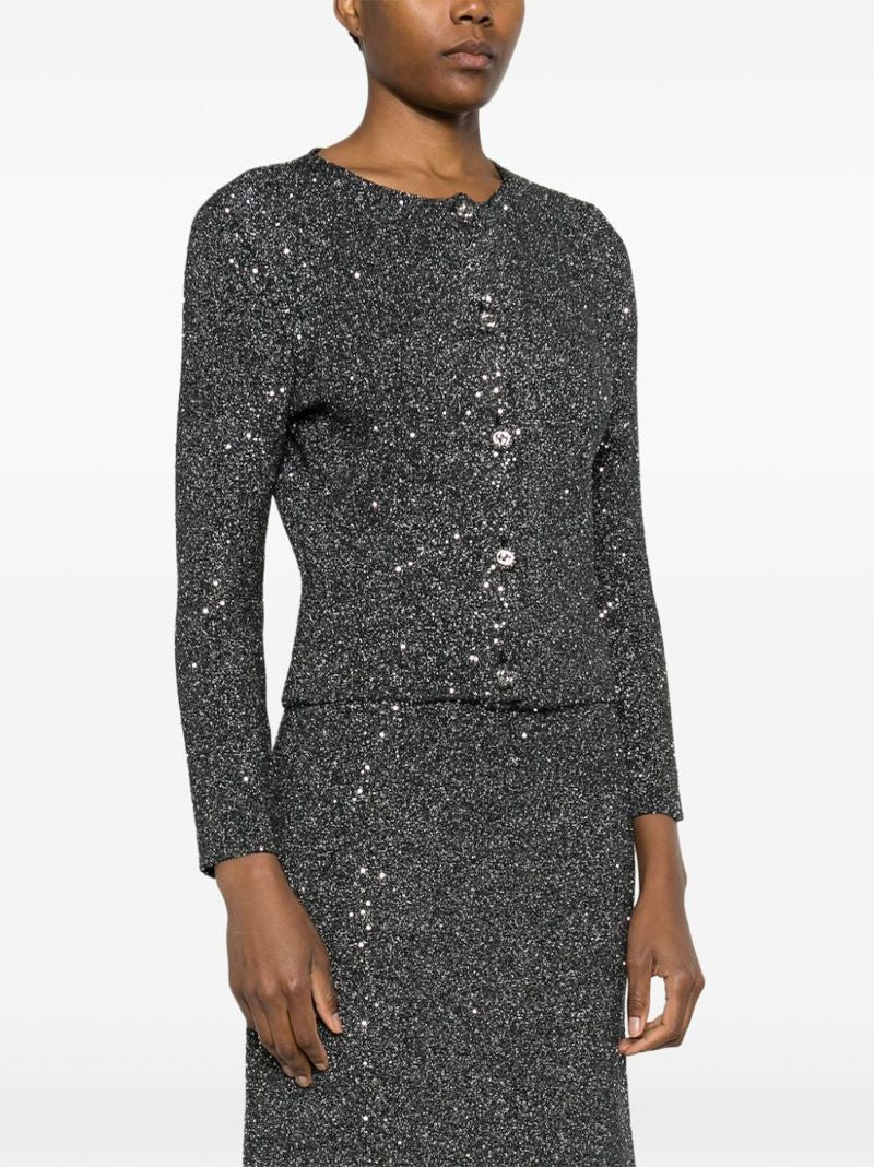 Grey Sequin Knit Cardigan