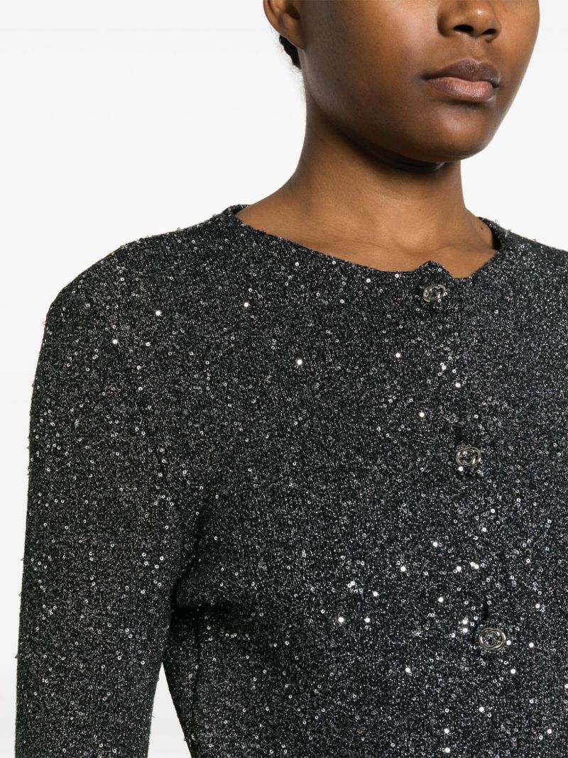 Grey Sequin Knit Cardigan