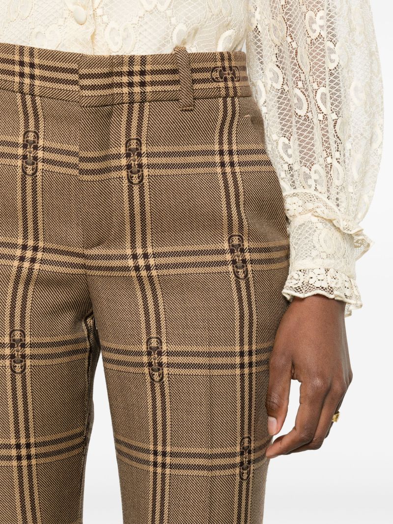 Brown Horsebit-check Wool Trousers