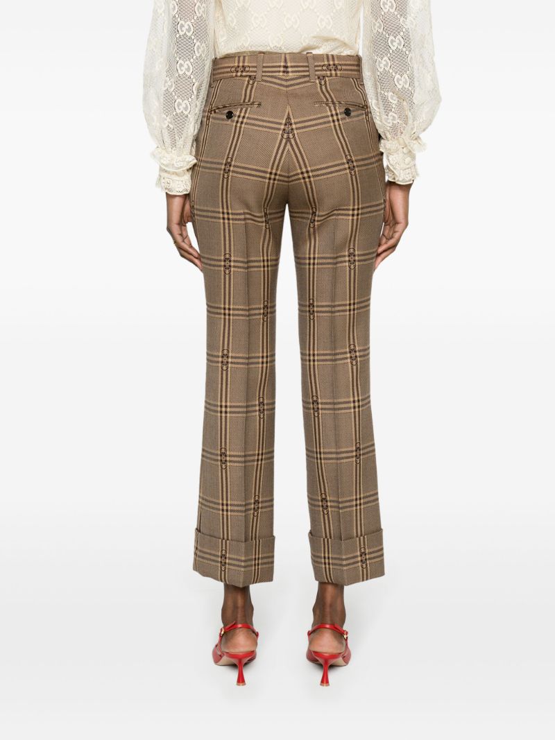 Brown Horsebit-check Wool Trousers