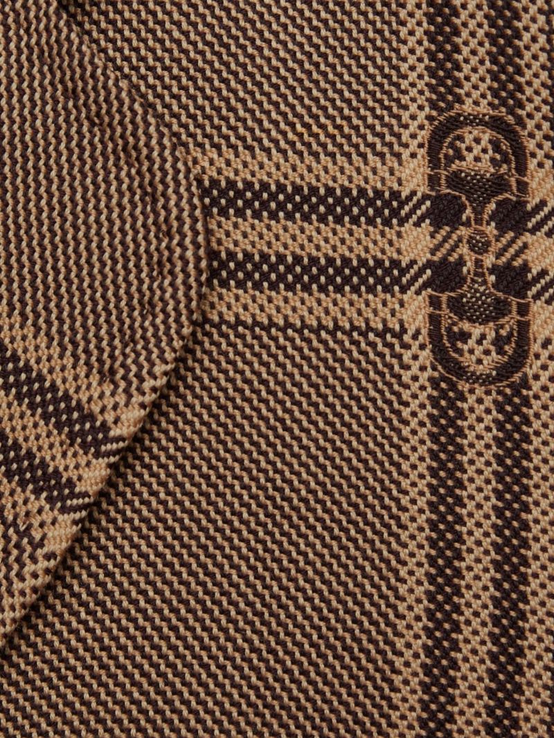 Brown Horsebit Checked Wool Blazer