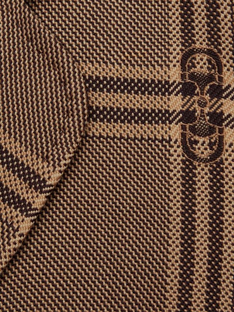 Brown Horsebit Checked Wool Blazer