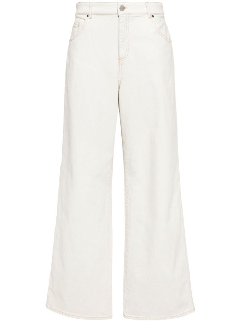 White Wide-leg Cotton Jeans