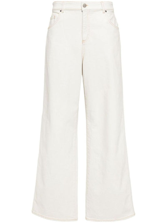 White Wide-leg Cotton Jeans