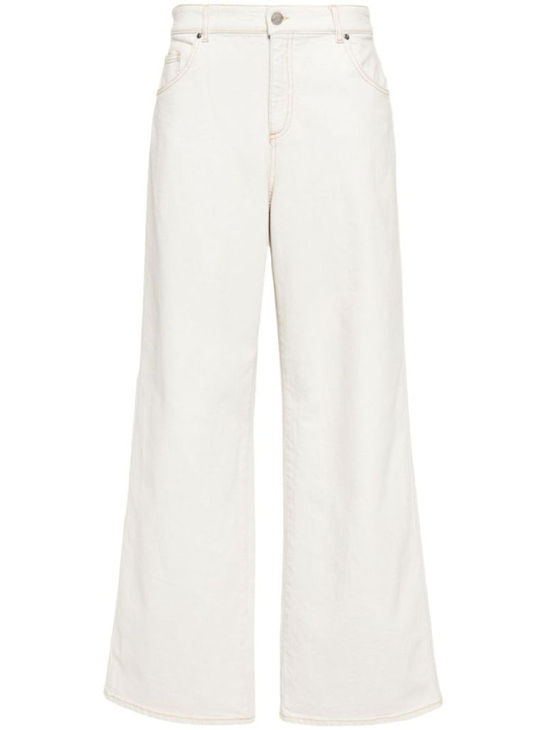White Wide-leg Cotton Jeans