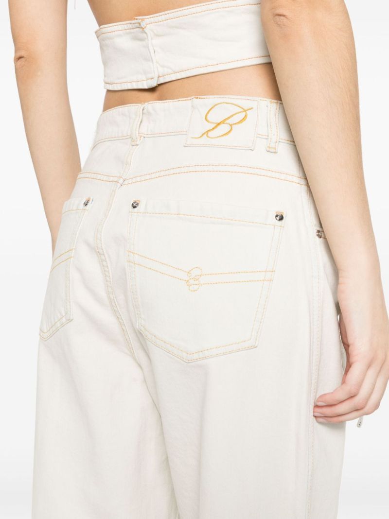 White Wide-leg Cotton Jeans