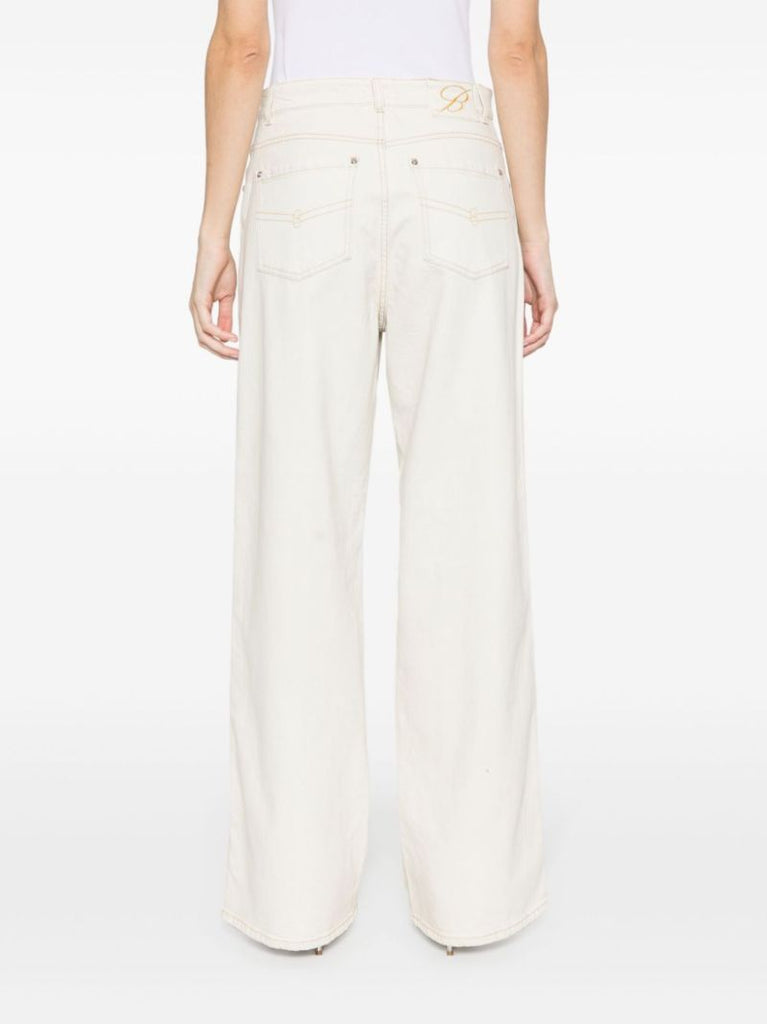 White Wide-leg Cotton Jeans