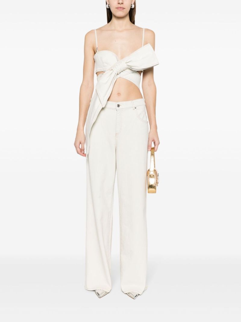 White Wide-leg Cotton Jeans