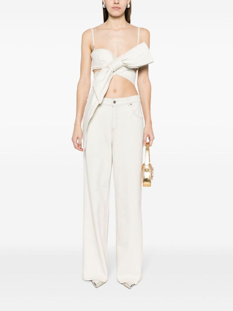 White Wide-leg Cotton Jeans