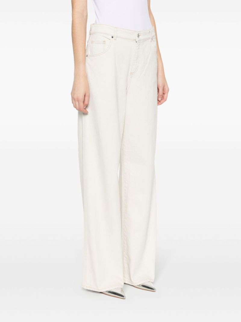 White Wide-leg Cotton Jeans