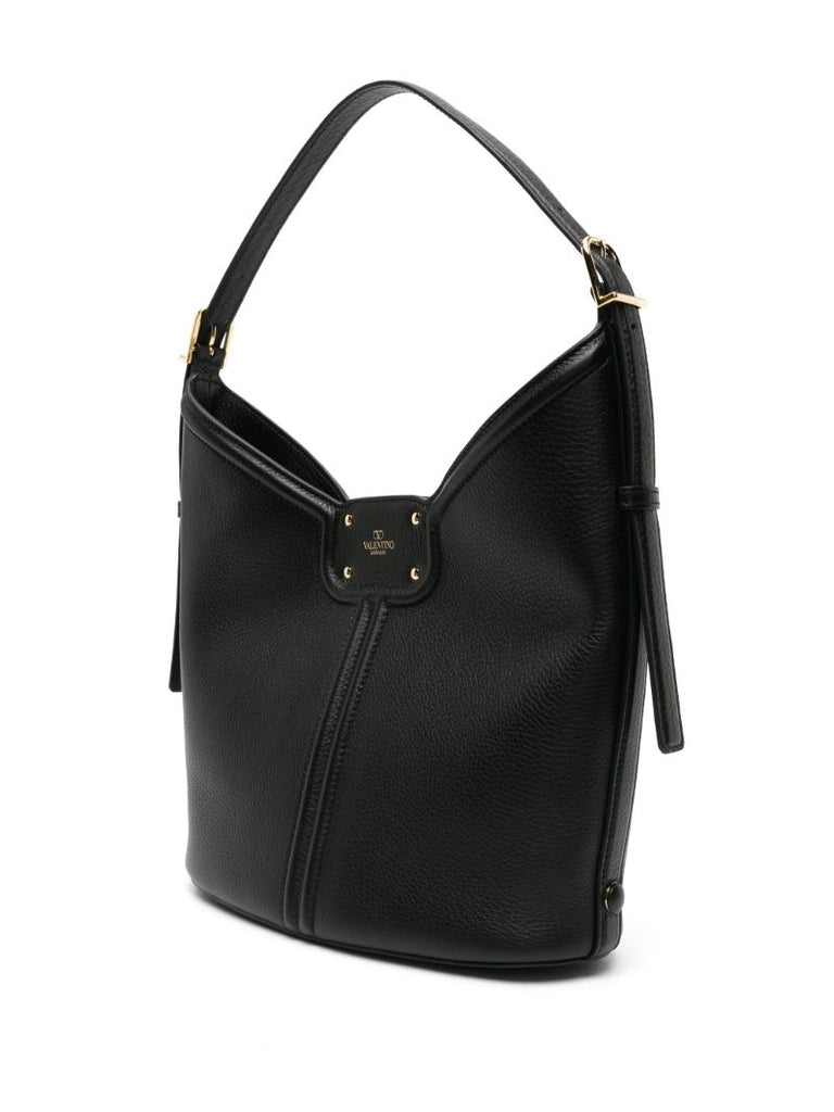 Black  Vlogo Leather Tote Bag