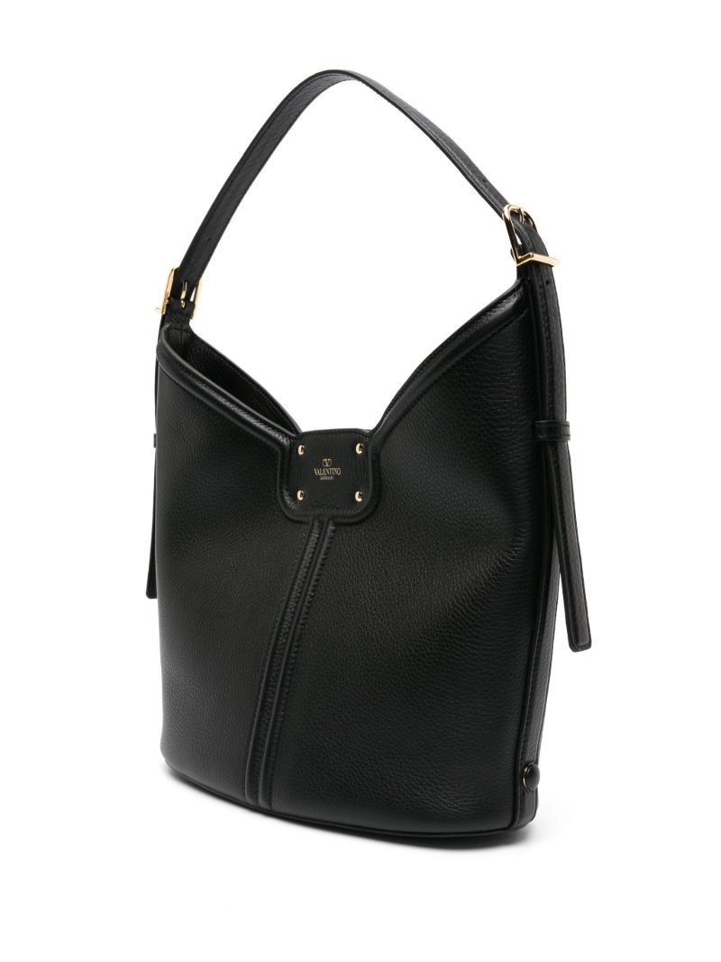 Black  Vlogo Leather Tote Bag