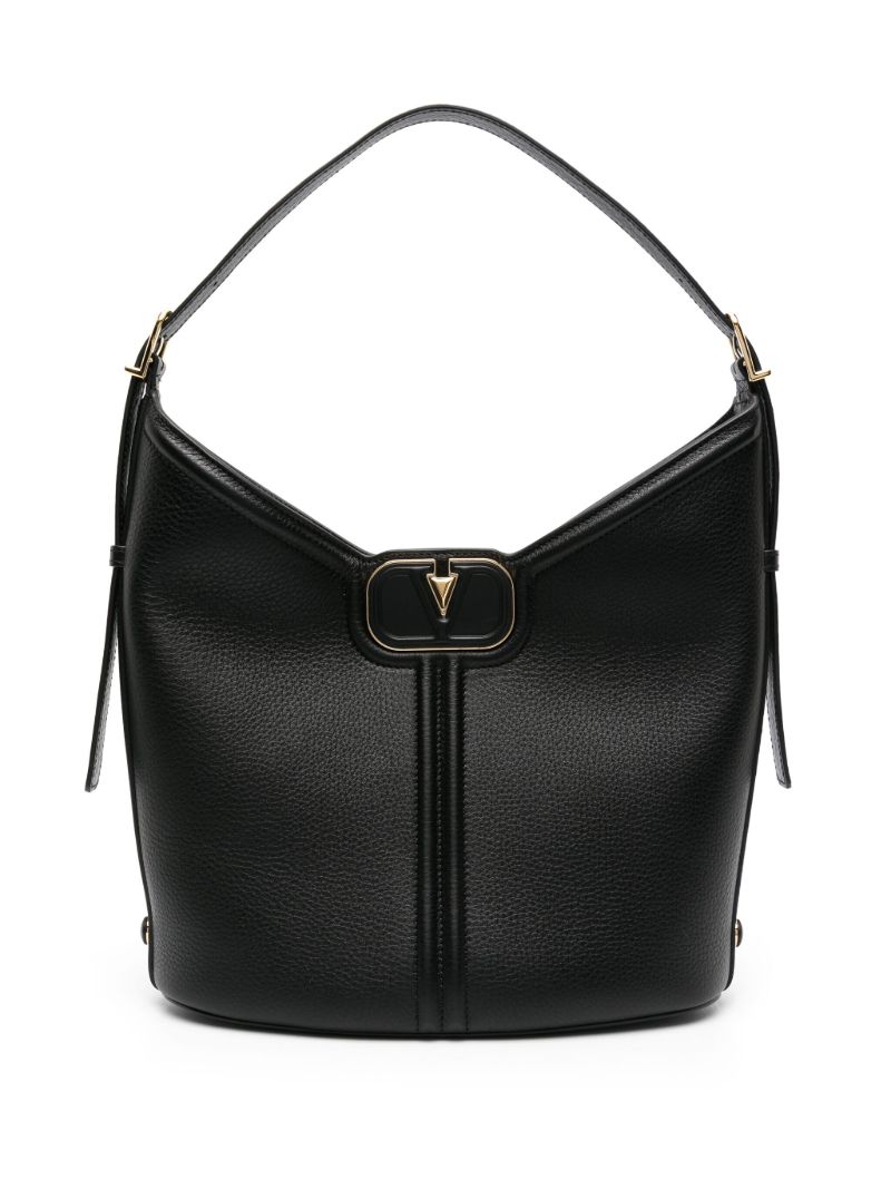 Black  Vlogo Leather Tote Bag