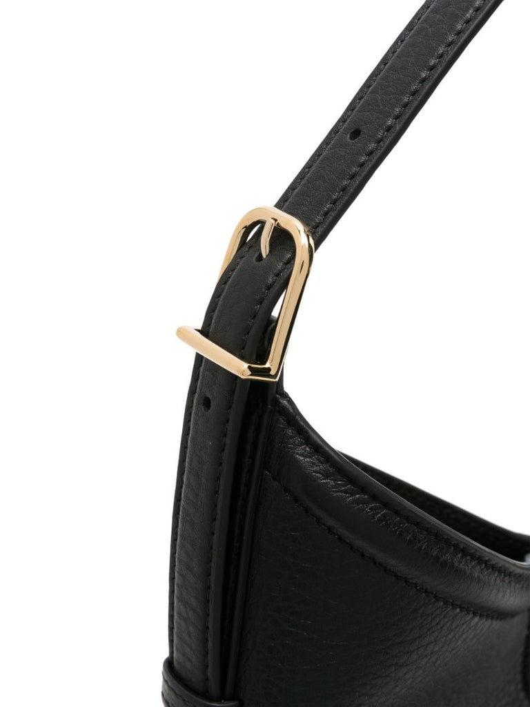 Black  Vlogo Leather Tote Bag