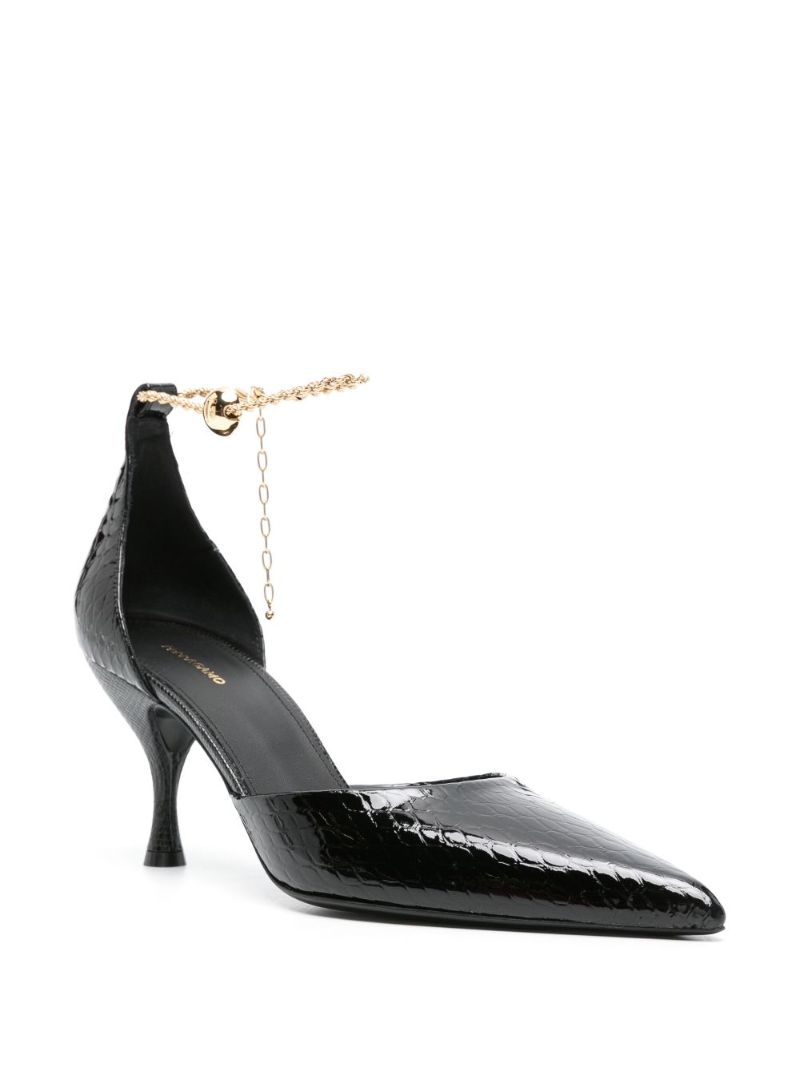 Black 70 Snakeskin-effect Leather Pumps