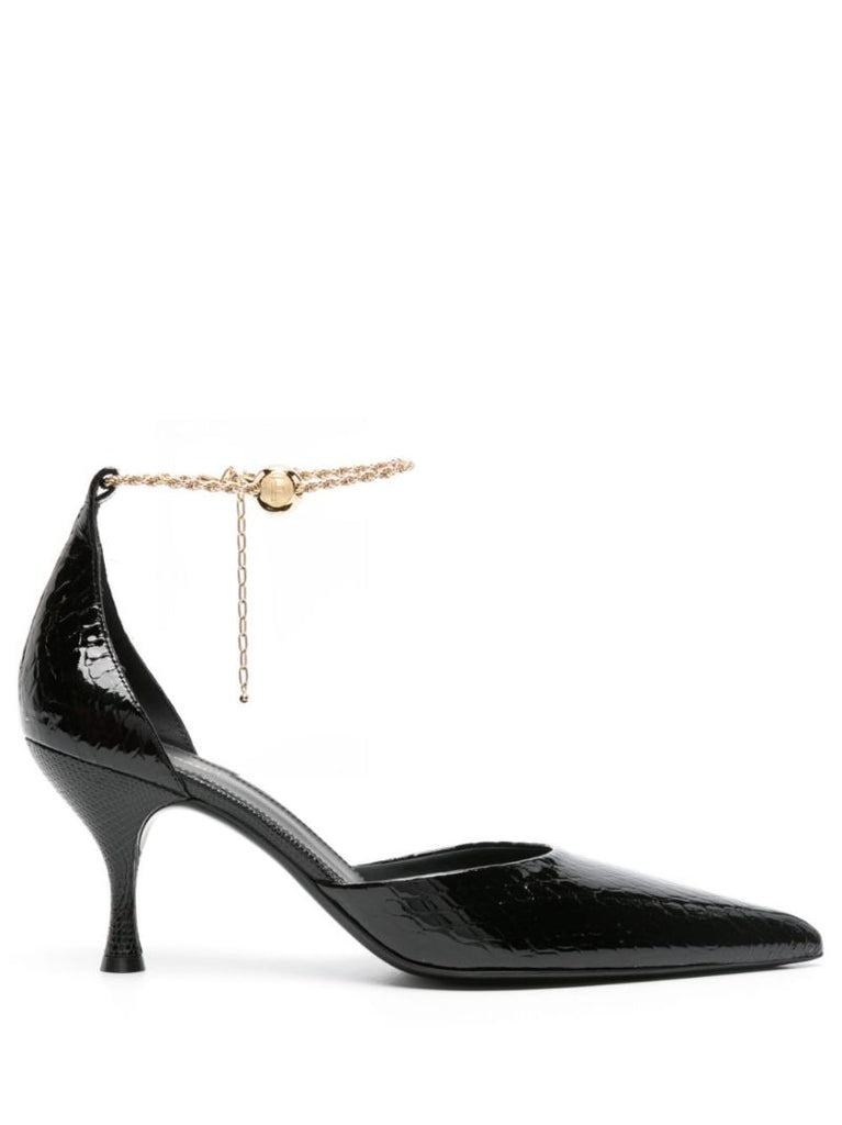 Black 70 Snakeskin-effect Leather Pumps