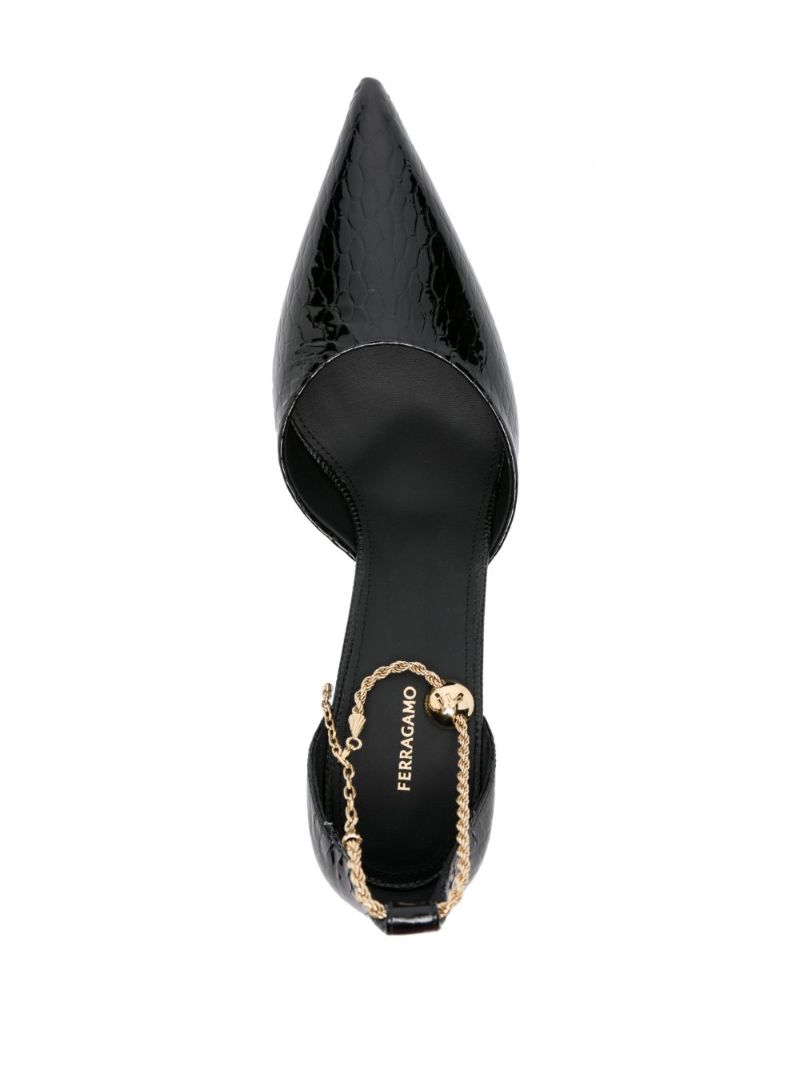 Black 70 Snakeskin-effect Leather Pumps