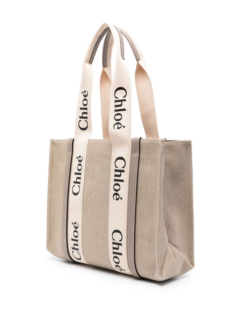 Neutral Woody Medium Linen Tote Bag