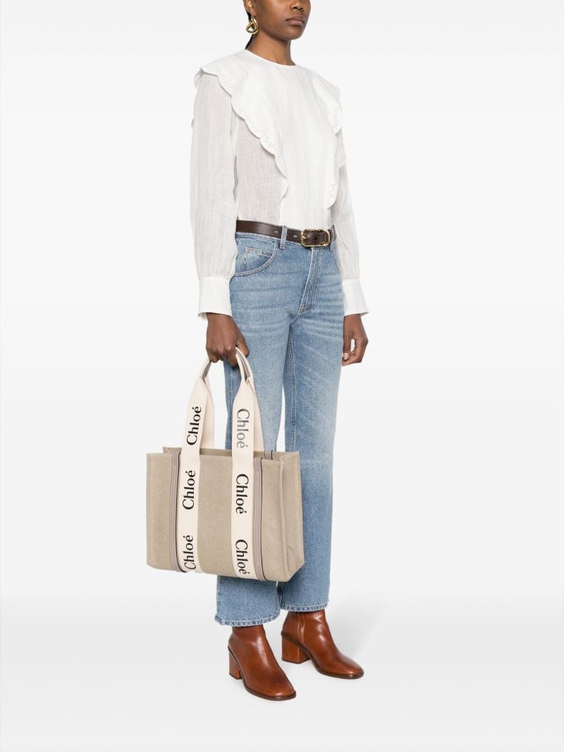 Neutral Woody Medium Linen Tote Bag