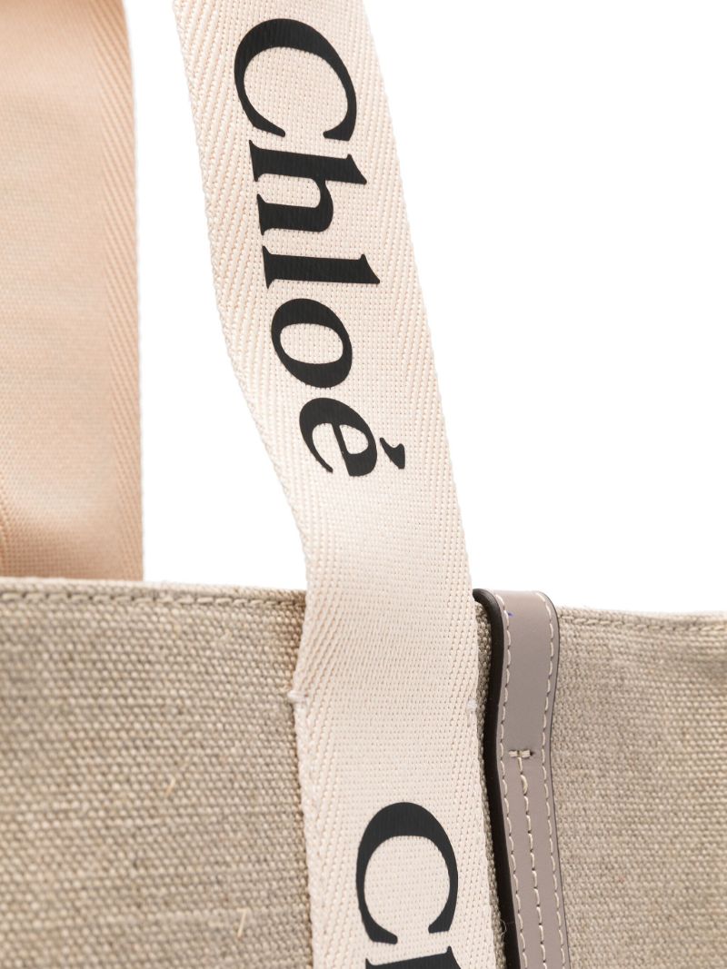Neutral Woody Medium Linen Tote Bag