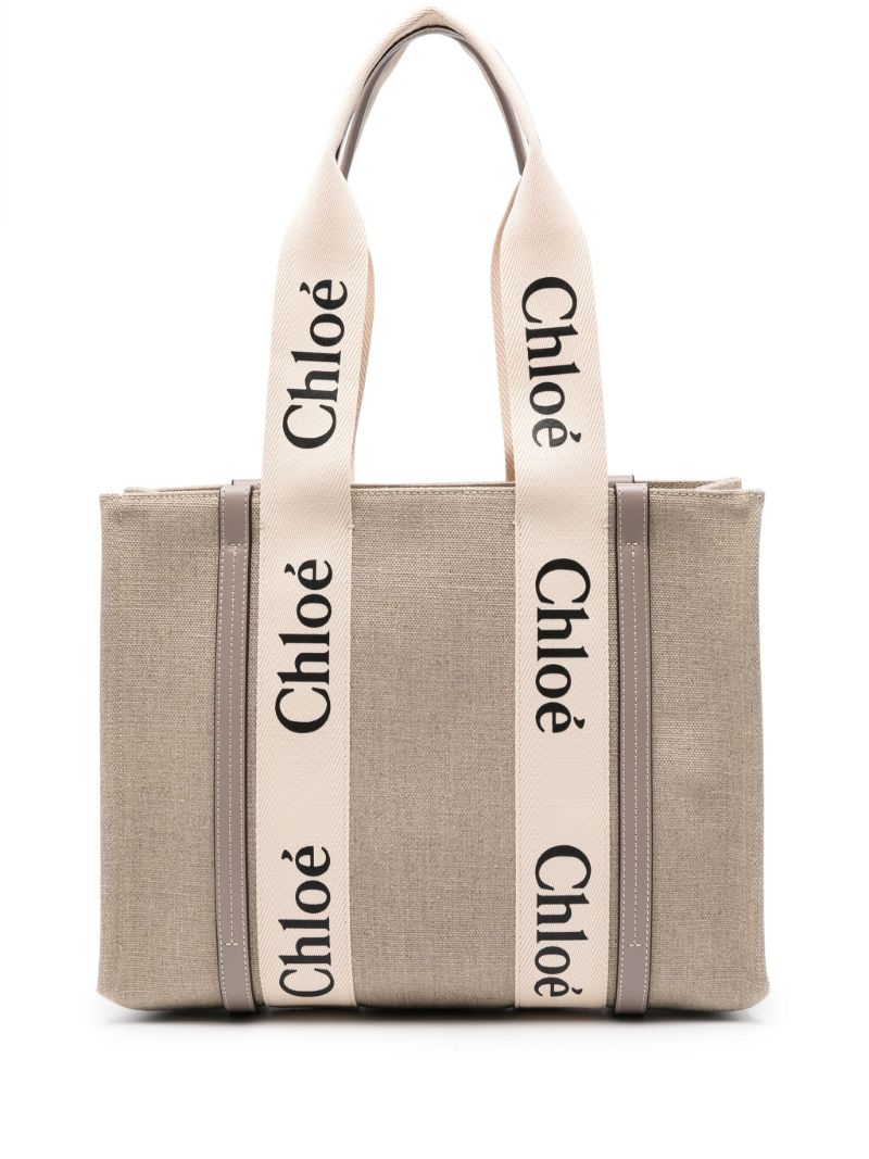 Neutral Woody Medium Linen Tote Bag
