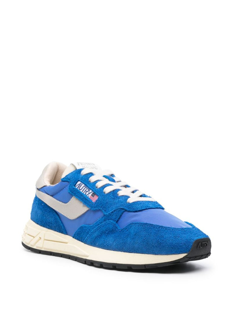 Blue Reelwind Suede-trimmed Sneakers