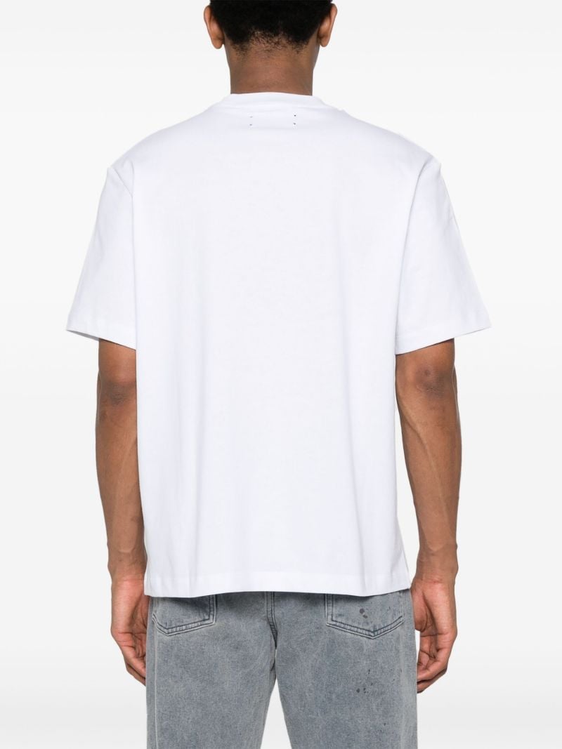 White Staggered Chrome-print Cotton T-shirt