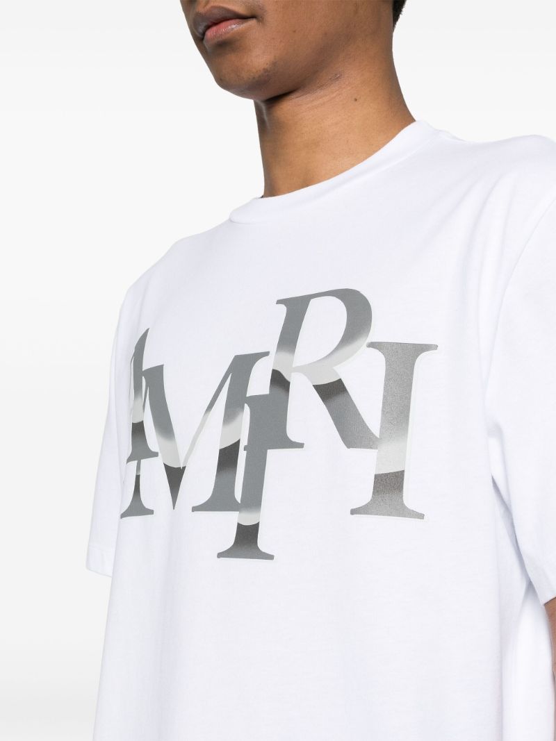 White Staggered Chrome-print Cotton T-shirt