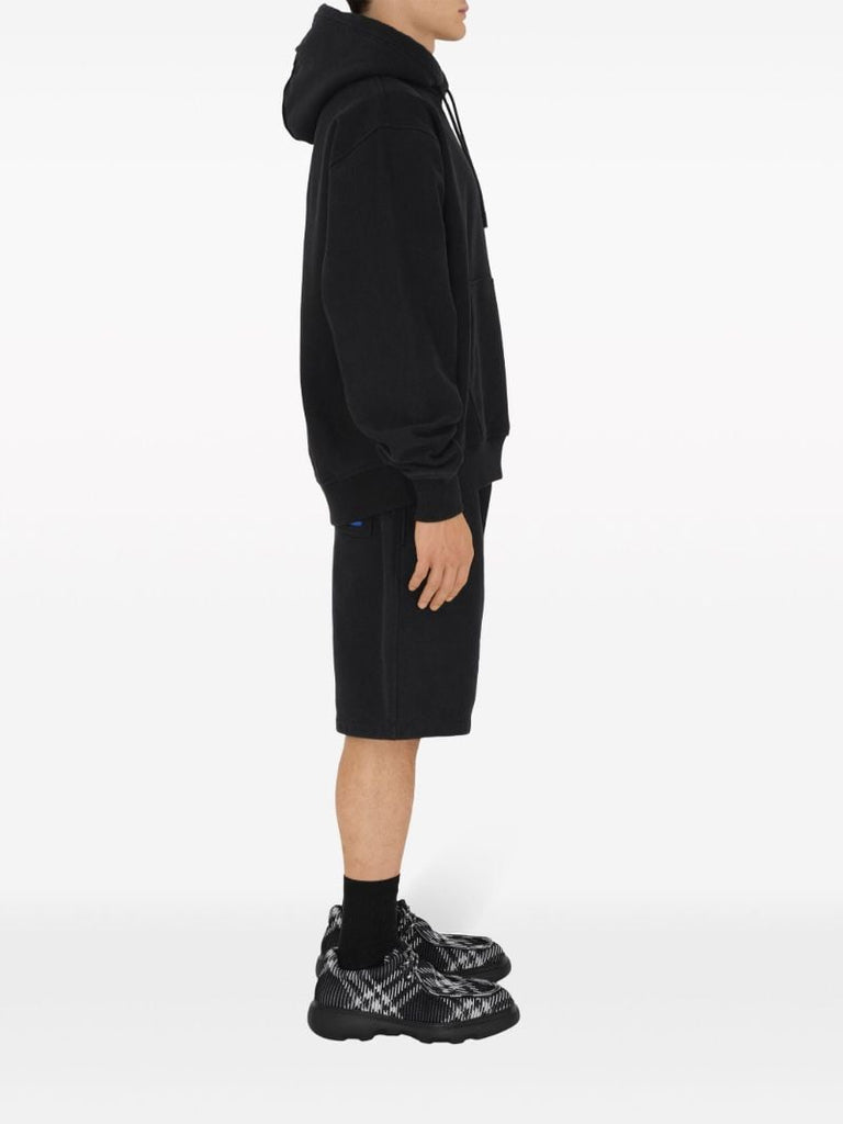 Black Logo-appliquÃ_x0083_Â©d Cotton Hoodie