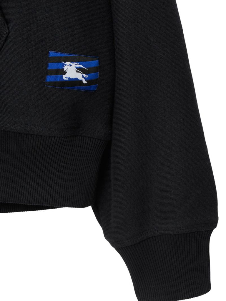 Black Logo-appliquÃ_x0083_Â©d Cotton Hoodie